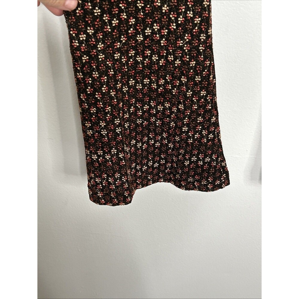 Free People Metallic Floral Embroidered Flare Pull On Pants XS Boho Festival - Picture 5 of 7